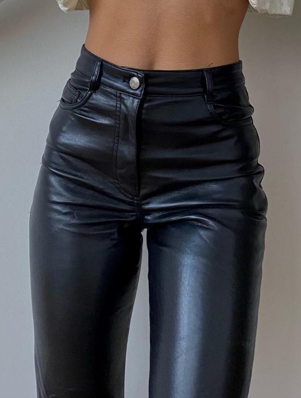 Wilfred Black High-Rise Faux Leather Straight-Leg Pants